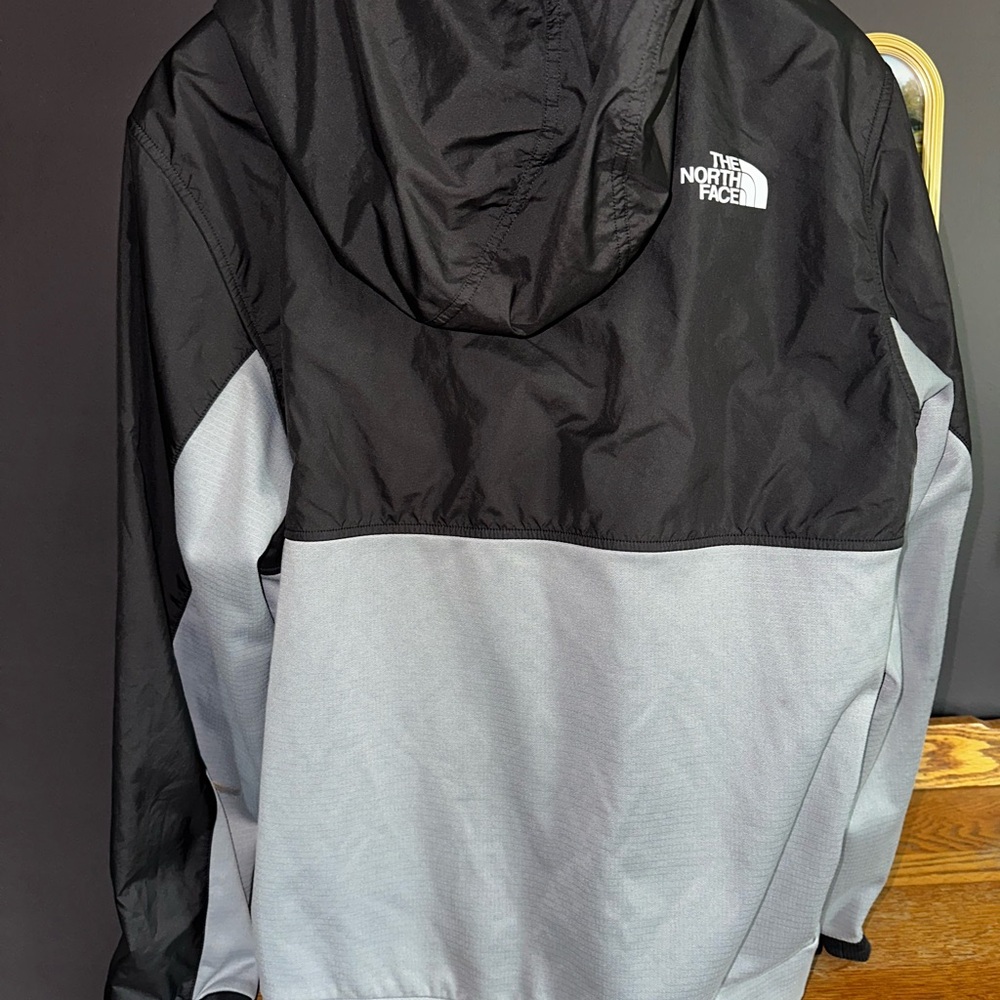 The North Face Black and Light Gray Hooded Windbreaker Fleece Jacket - Picture 7 of 10